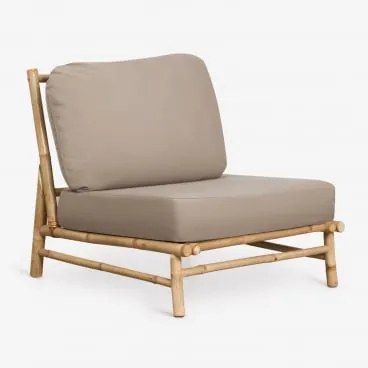 Módulo Central Para Sofá Modular De Jardim Em Bambu Isendra Tecido Castanho Moca - Sklum