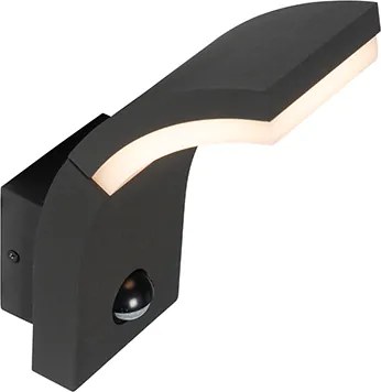 Candeeiro de parede exterior antracite com LED IP54 com sensor de movimento - Litt