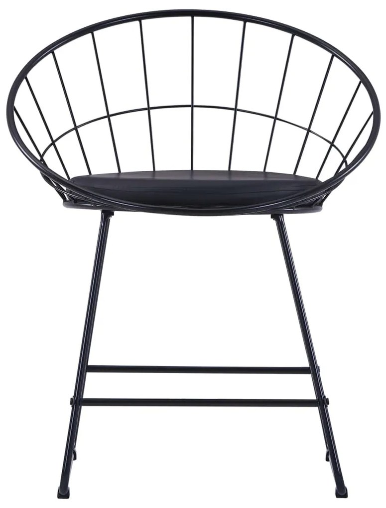 Cadeiras jantar c/ assentos em couro artificial 4 pcs aço preto
