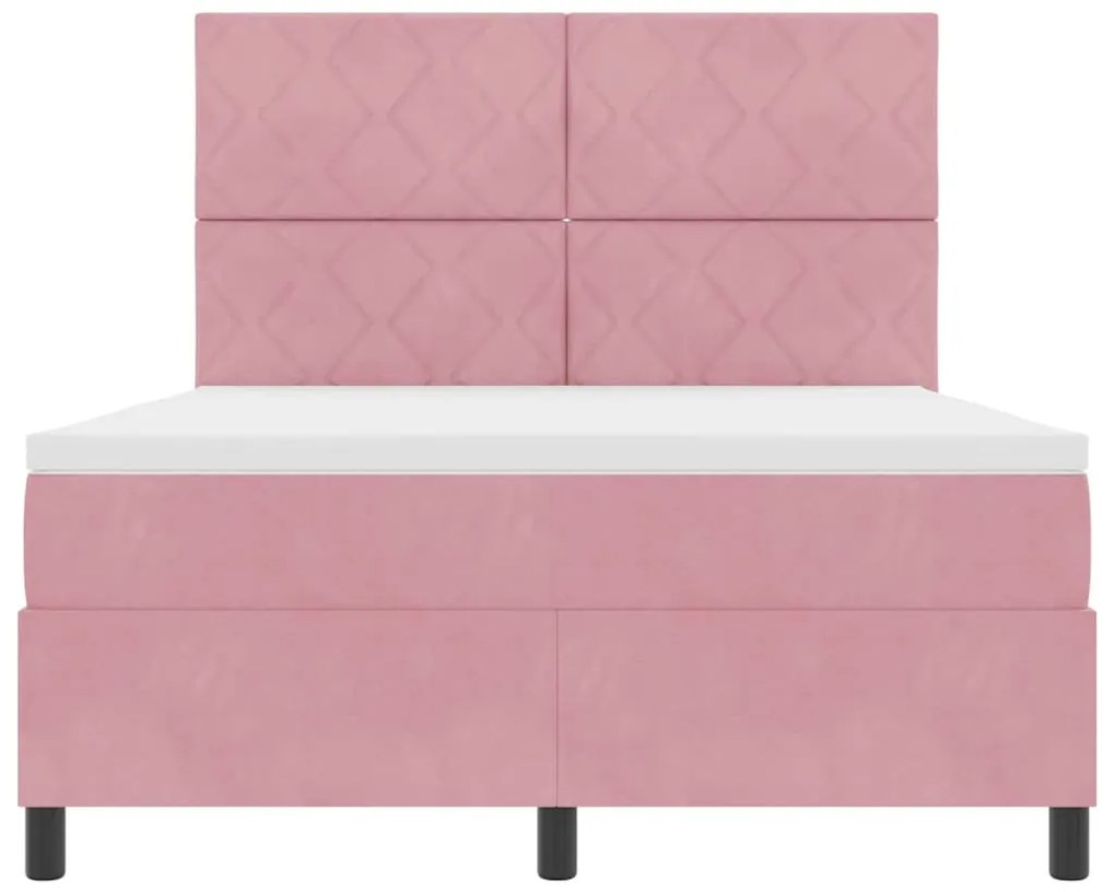 Cama Box com Colchão vidaXL Rosa 160x200 cm Veludo
