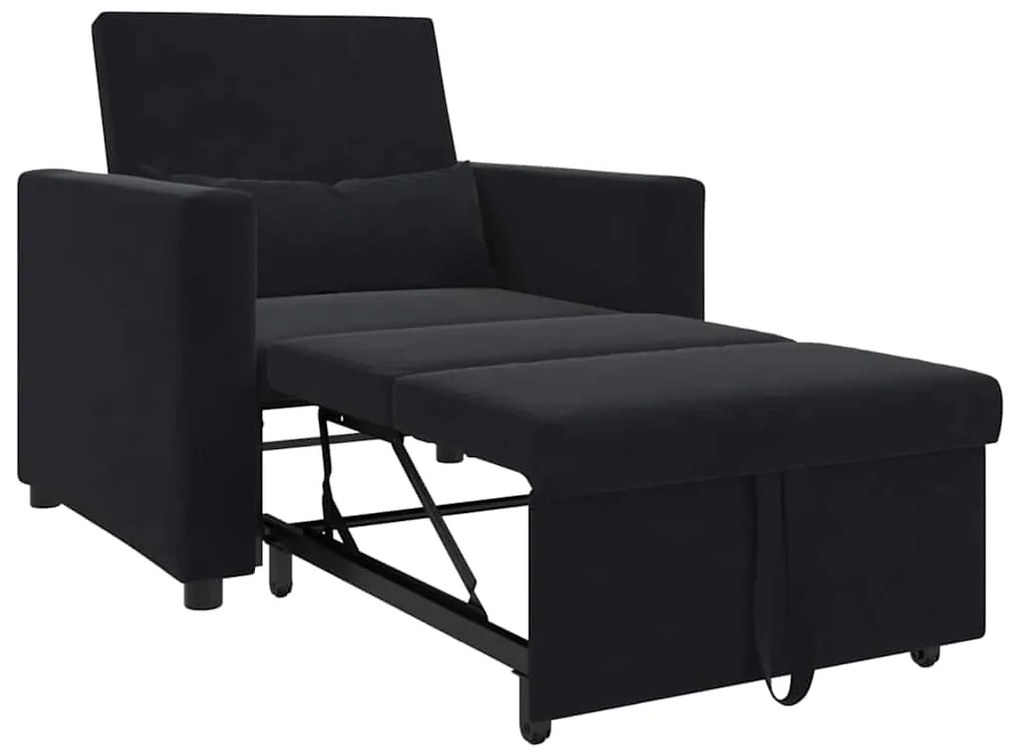 Sofá-cama Conversível 3 em 1 Veludo Preto