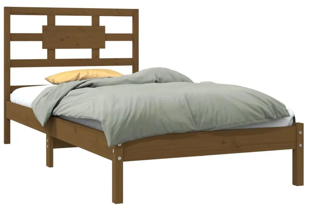 Estrutura de cama 100x200 cm madeira maciça castanho mel