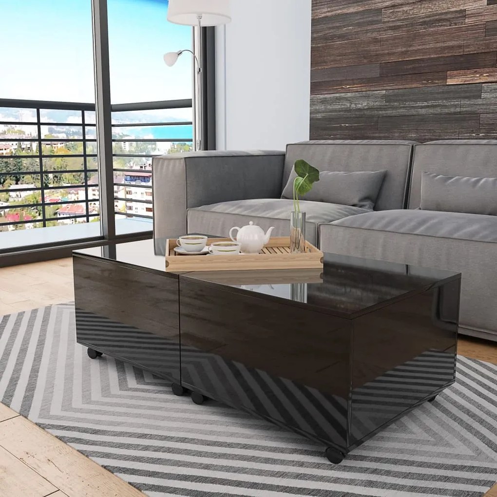 vidaXL Mesa de centro 120x60x35 cm preto brilhante