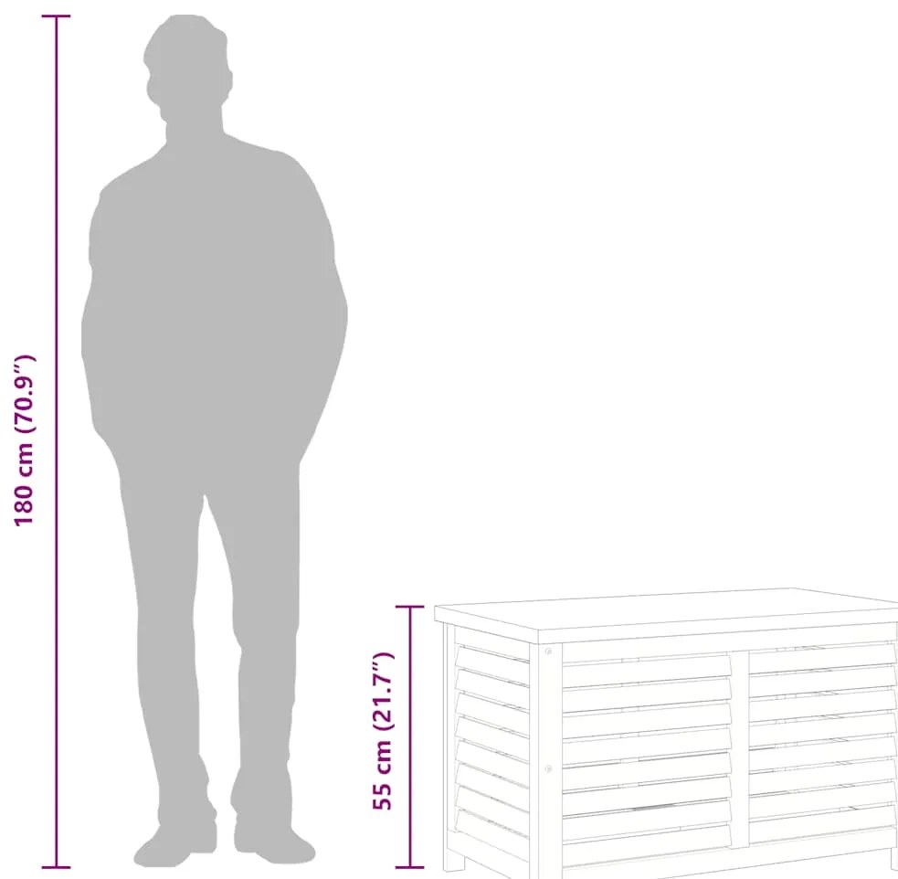 Caixa de arrumação para jardim 90x48x55 cm eucalipto maciça
