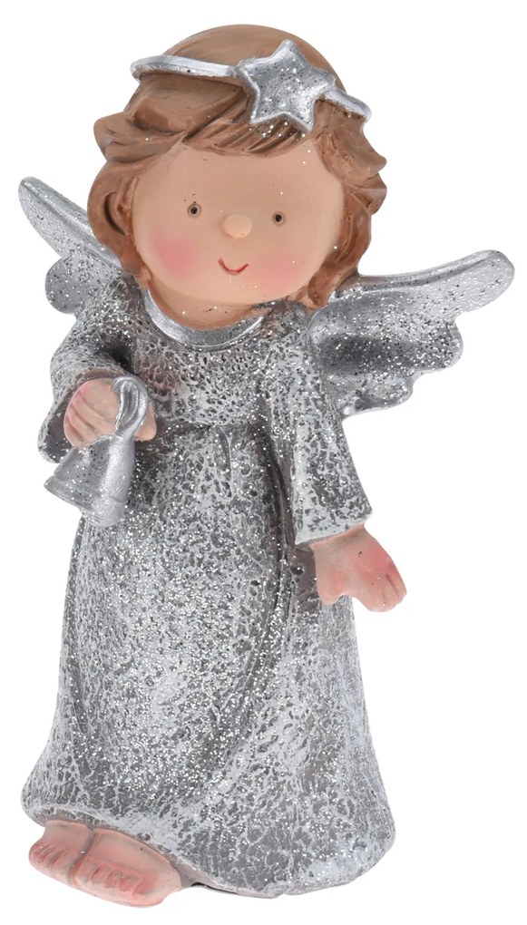Anjo Decorativo Resina Prateado 12CM