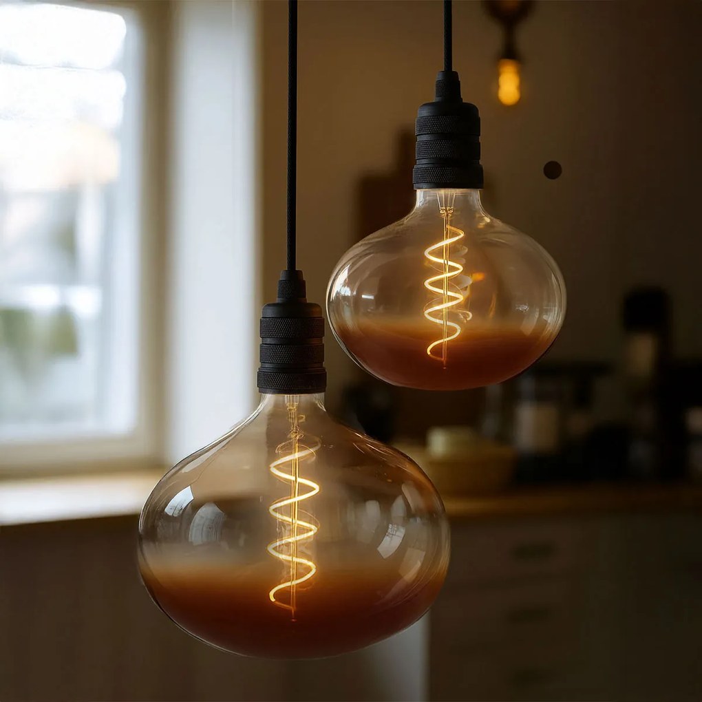 Lâmpadas LED E27 reguláveis G220 castanhas 4,9W 130 lm 1800K