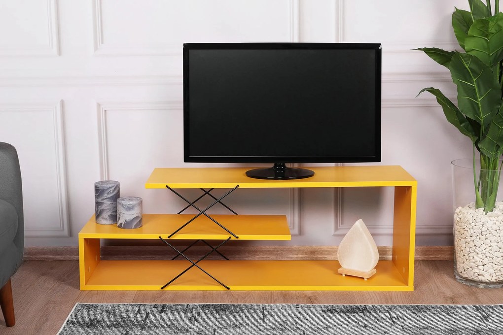 Móvel TV Zigzag – Amarelo – 120x40x30 cm