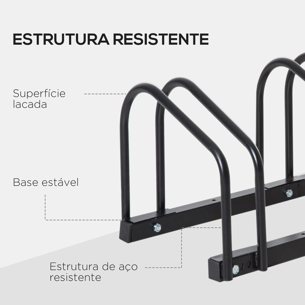 HOMCOM Estacionamento para 3 Bicicletas Suporte de Aço para Estacionar