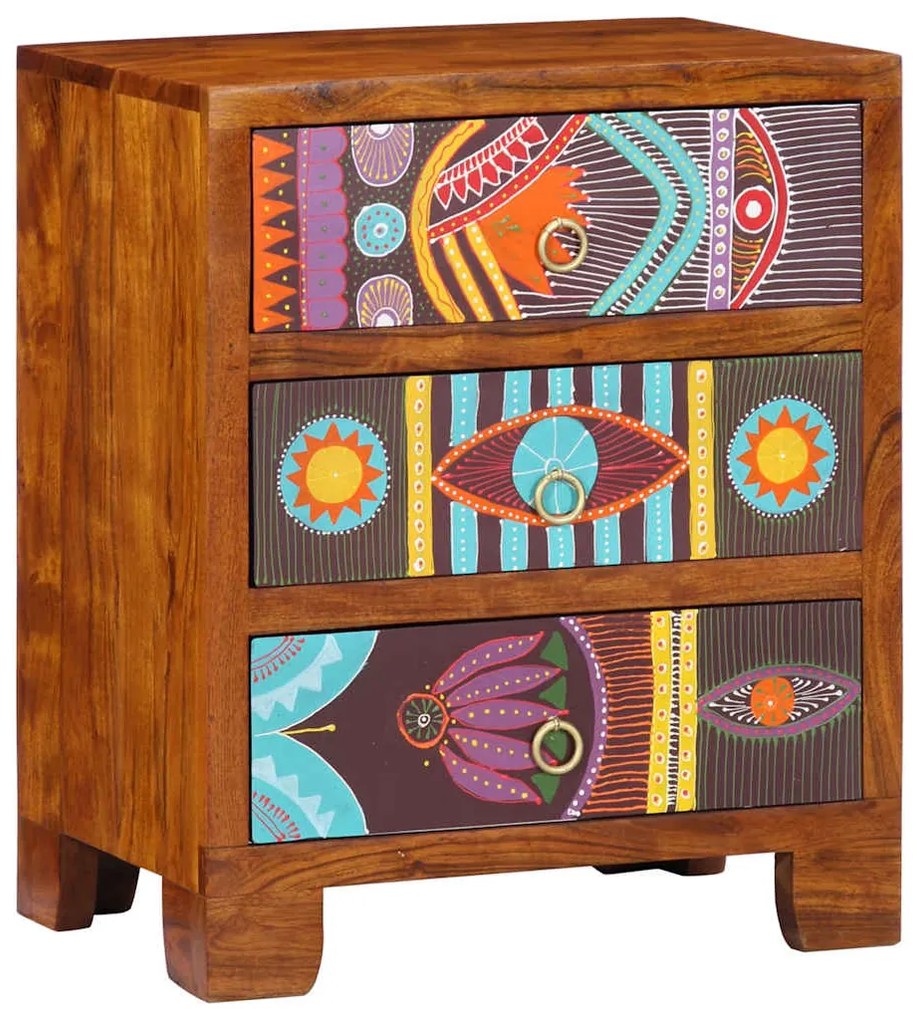 vidaXL Aparador multicor 50x35x60 cm madeira de acácia maciça