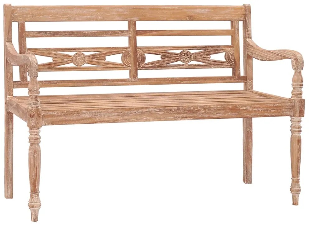 Banco Batávia 120 cm madeira de teca maciça branco lavado