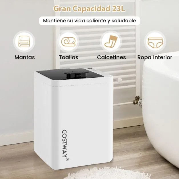 Aquecedor de Toalhas Aquecedor de Toalhas de Luxo Banheira com Temporizador de Desligamento Automático e Ecrã LED 23L SPA 114 x 178 cm Branco