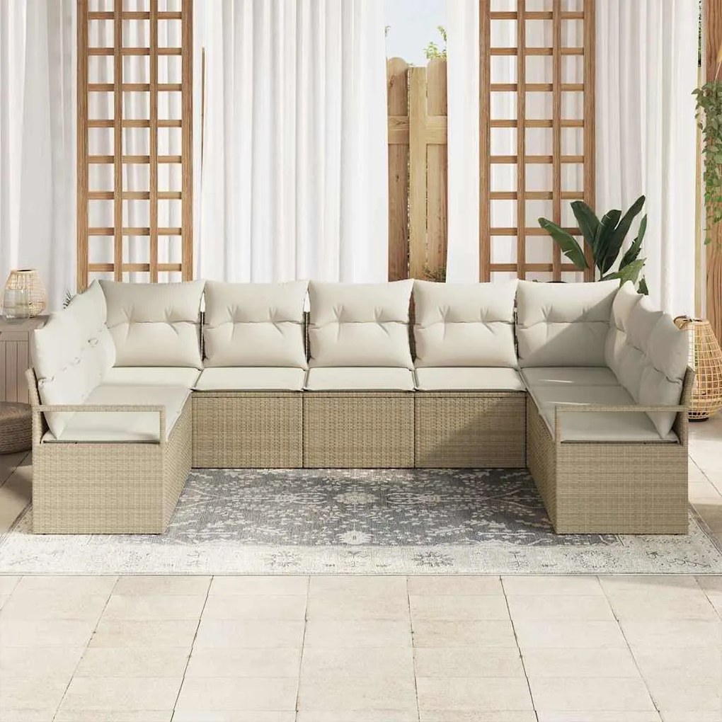 Sofá de Jardim Modular de 7 Peças com Almofadas Bege