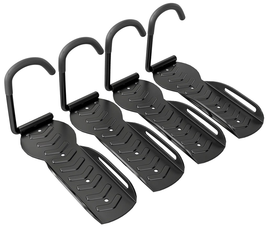 Conjunto de Suportes de Parede para Bicicletas com 4 Peças Gancho Dobrável 25,5x10,5x4 cm Preto