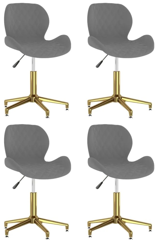 vidaXL Cadeiras de jantar giratórias 4 pcs veludo cinzento-escuro