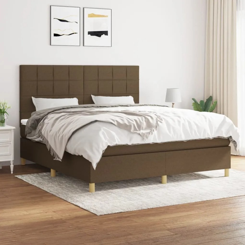 vidaXL Cama com molas/colchão 160x200 cm tecido castanho-escuro