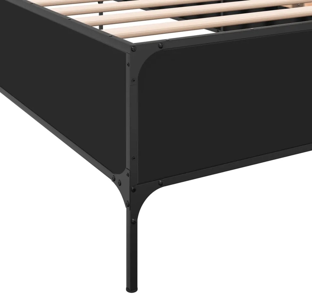 Estrutura de cama 90x190 cm derivados de madeira e metal preto