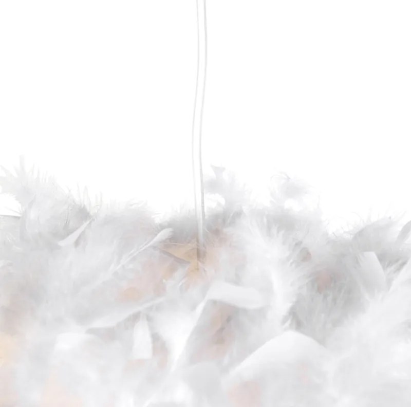 Candeeiro de suspensão rústico branco - Feather