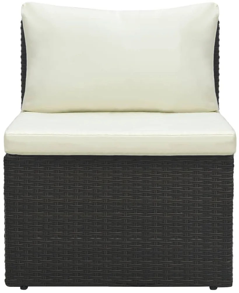 4 pcs conjunto lounge jardim c/ almofadões vime PE castanho