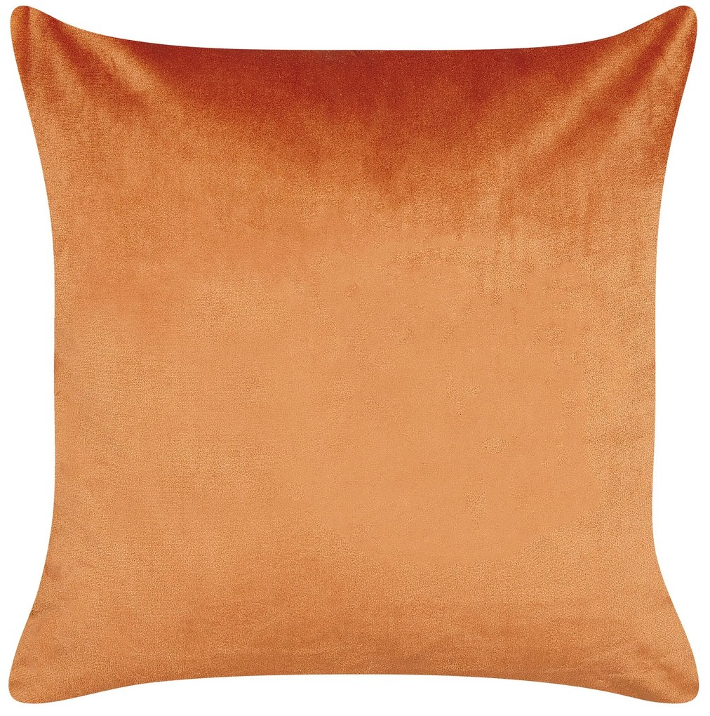 Conjunto de 2 almofadas em veludo laranja e dourado 45 x 45 cm CROCUS Beliani