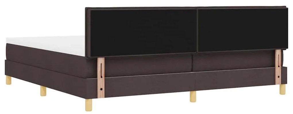 Cama Box com Colchão &amp; LED Castanho Escuro 200x200 cm Tecido