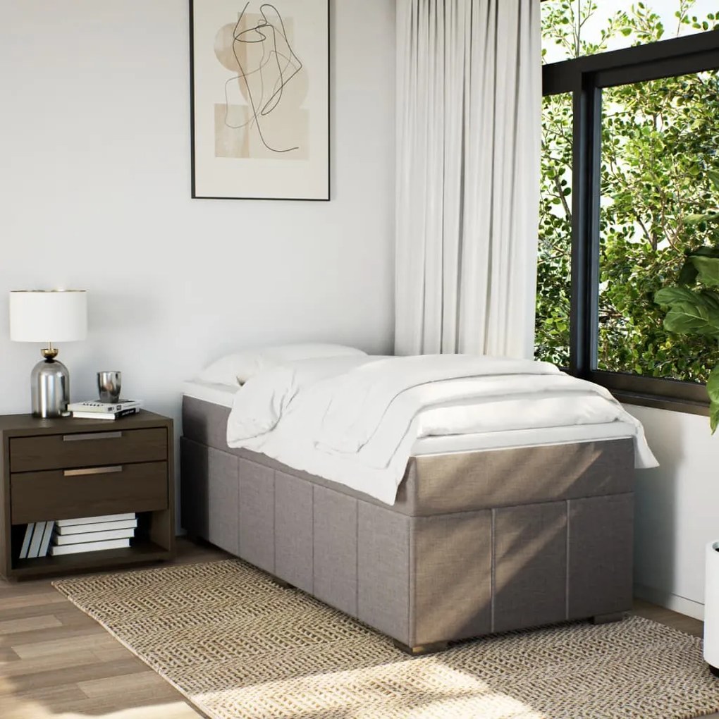 Cama com molas/colchão 80x200 cm tecido castanho-acinzentado