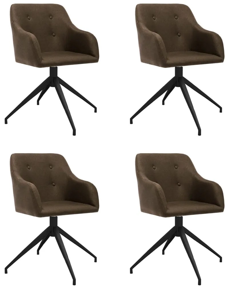 vidaXL Cadeiras de jantar giratórias 4 pcs tecido castanho-escuro