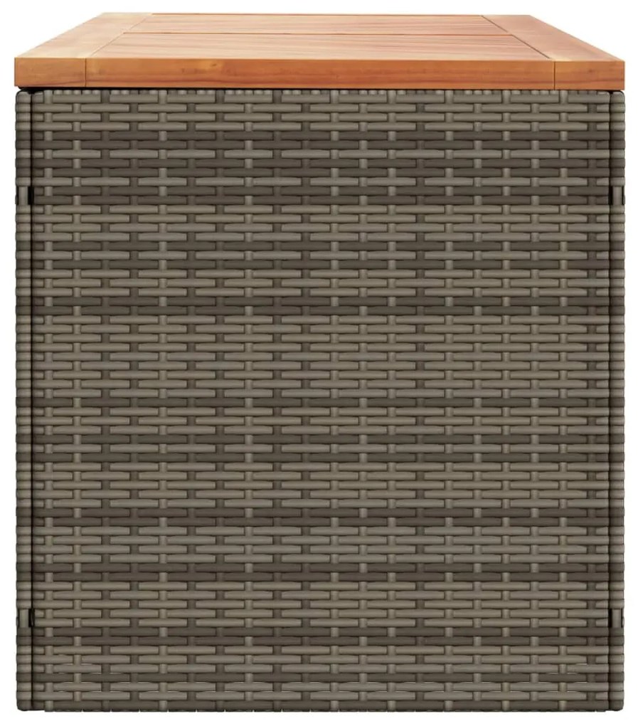 Caixa arrumação jardim 220x50x54 cm vime PE/acácia maciça cinza