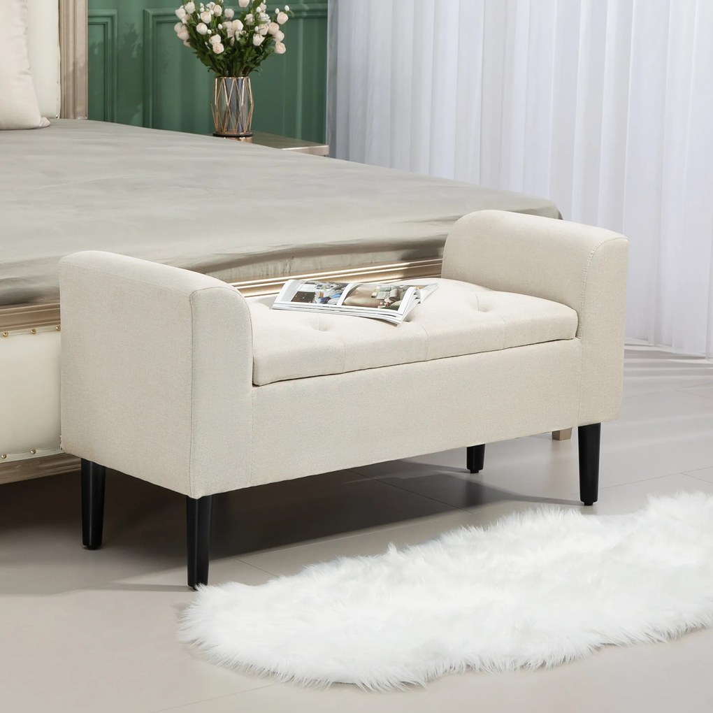 Banco com Armazenamento 116 x 44 x 58 cm Bege
