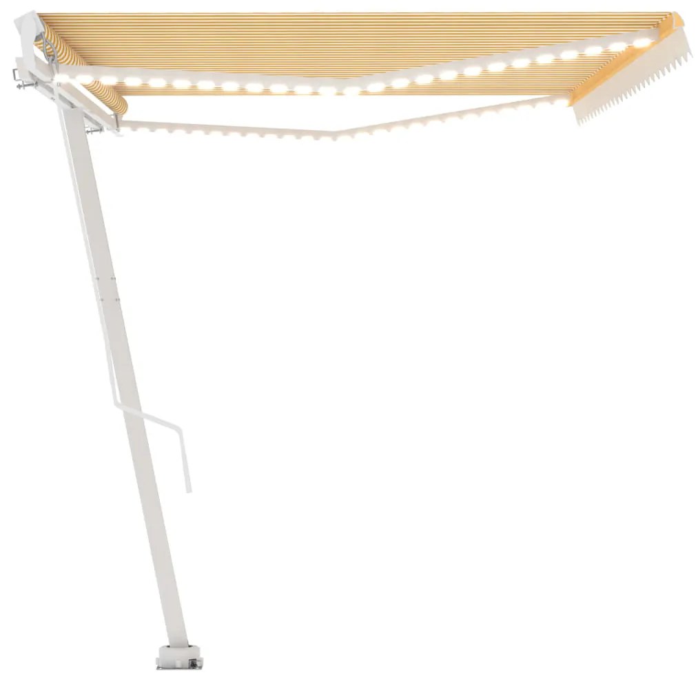 Toldo retrátil manual com LED 500x350 cm amarelo e branco