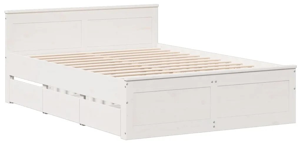 Cama sem colchão com cabeceira 150x200 cm pinho maciço branco