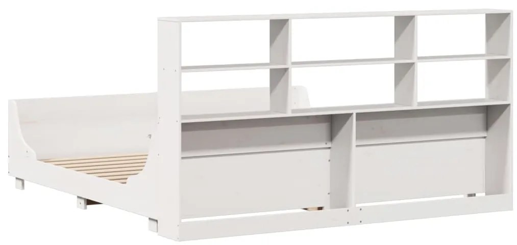 Cama com estante sem colchão 180x200 cm madeira maciça branco