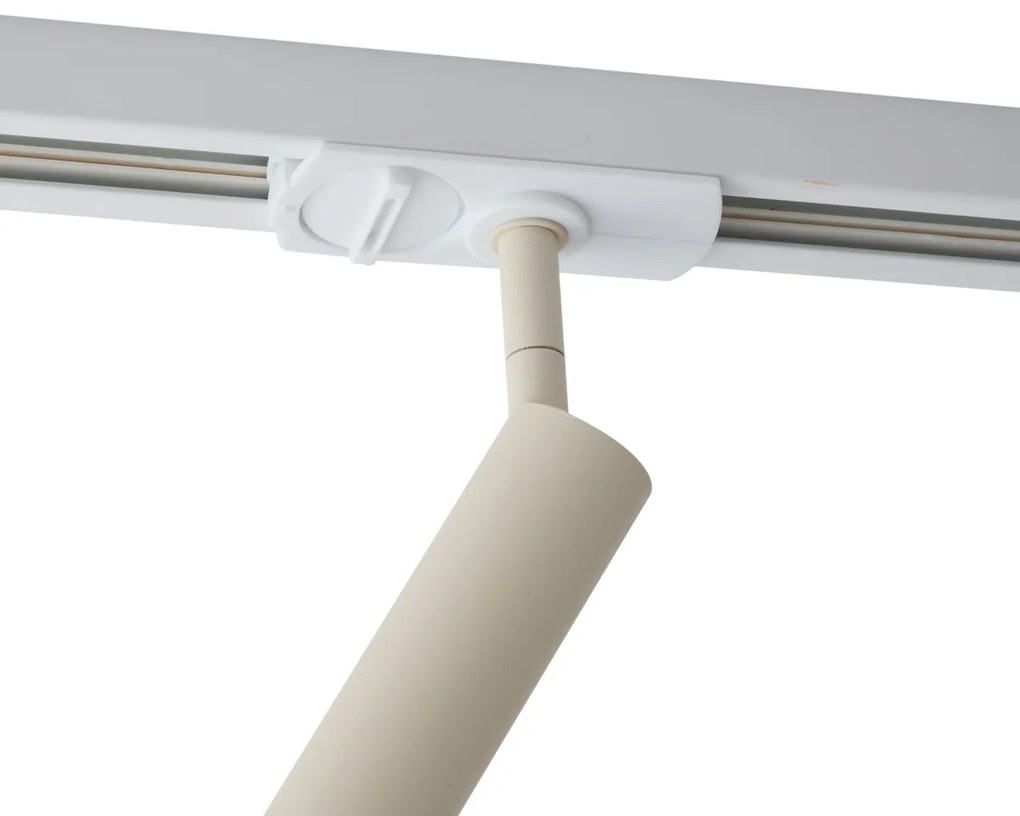 Foco moderno bege com branco para sistema de calha monofásico - Iconic Ivy