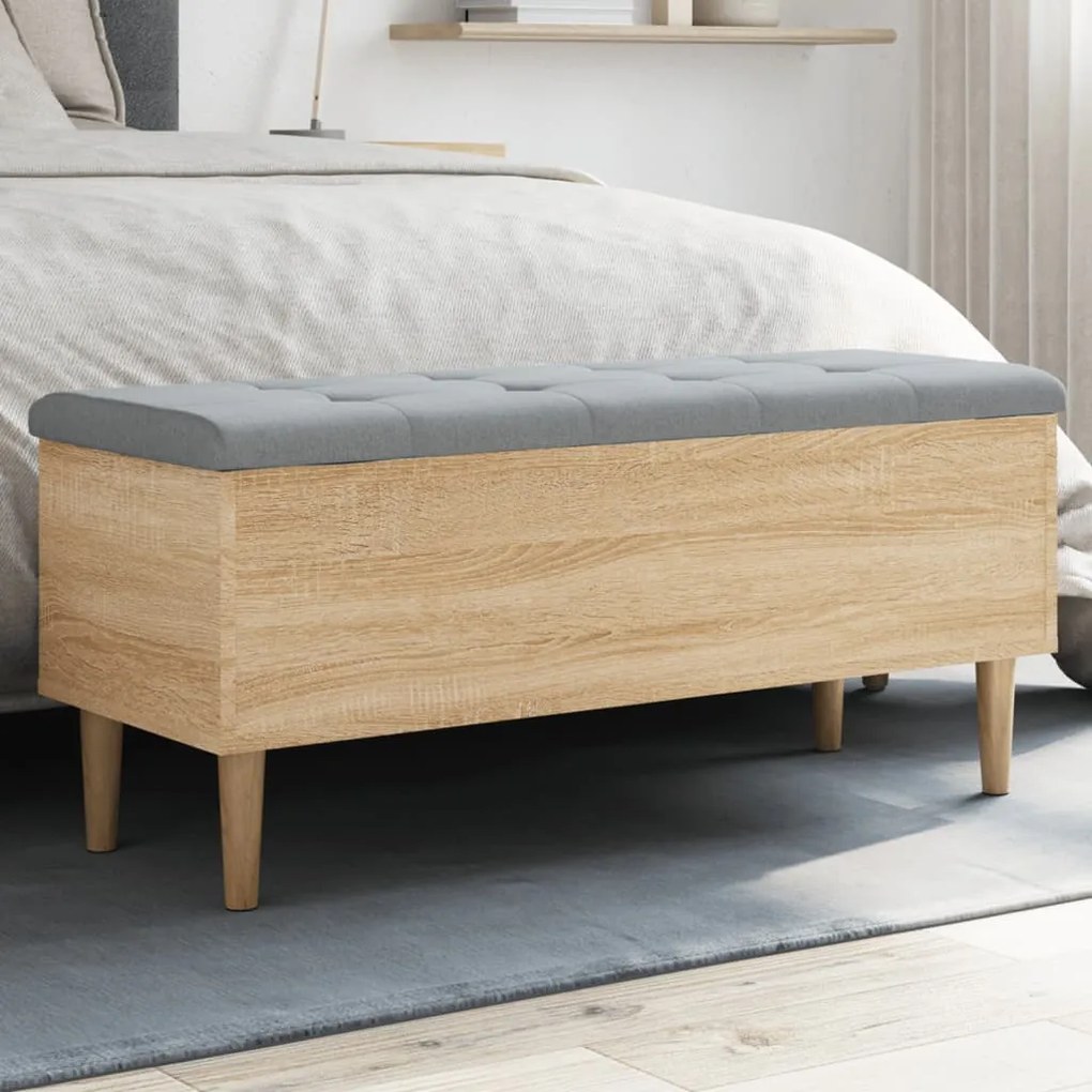 vidaXL Banco arrumação 102x42x46 cm derivados madeira carvalho sonoma