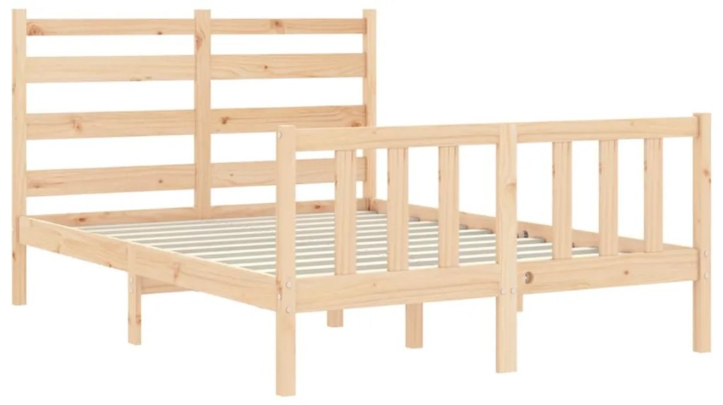 Estrutura de cama com cabeceira 140x190 cm madeira maciça