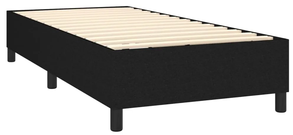 Cama box spring c/ colchão e LED 100x200 cm tecido preto