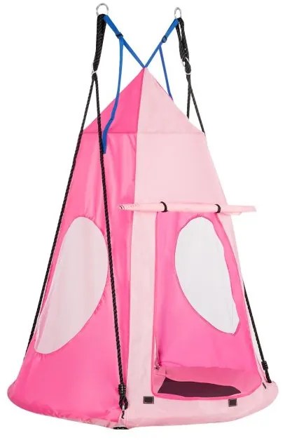 Baloiço crianças Nest com tenda Ø 100cm Arvores ou para Baloiço  Altura ajustável Carga até 150 kg para interior exterior Jardim Rosa