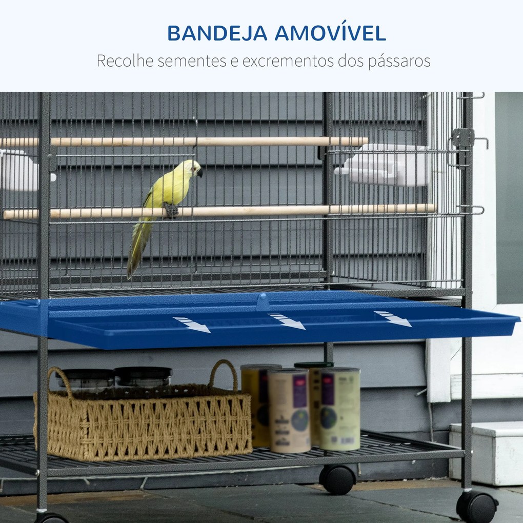 PawHut Gaiola para Pássaros com Rodas 78x52x132 cm Gaiola para Pássaro