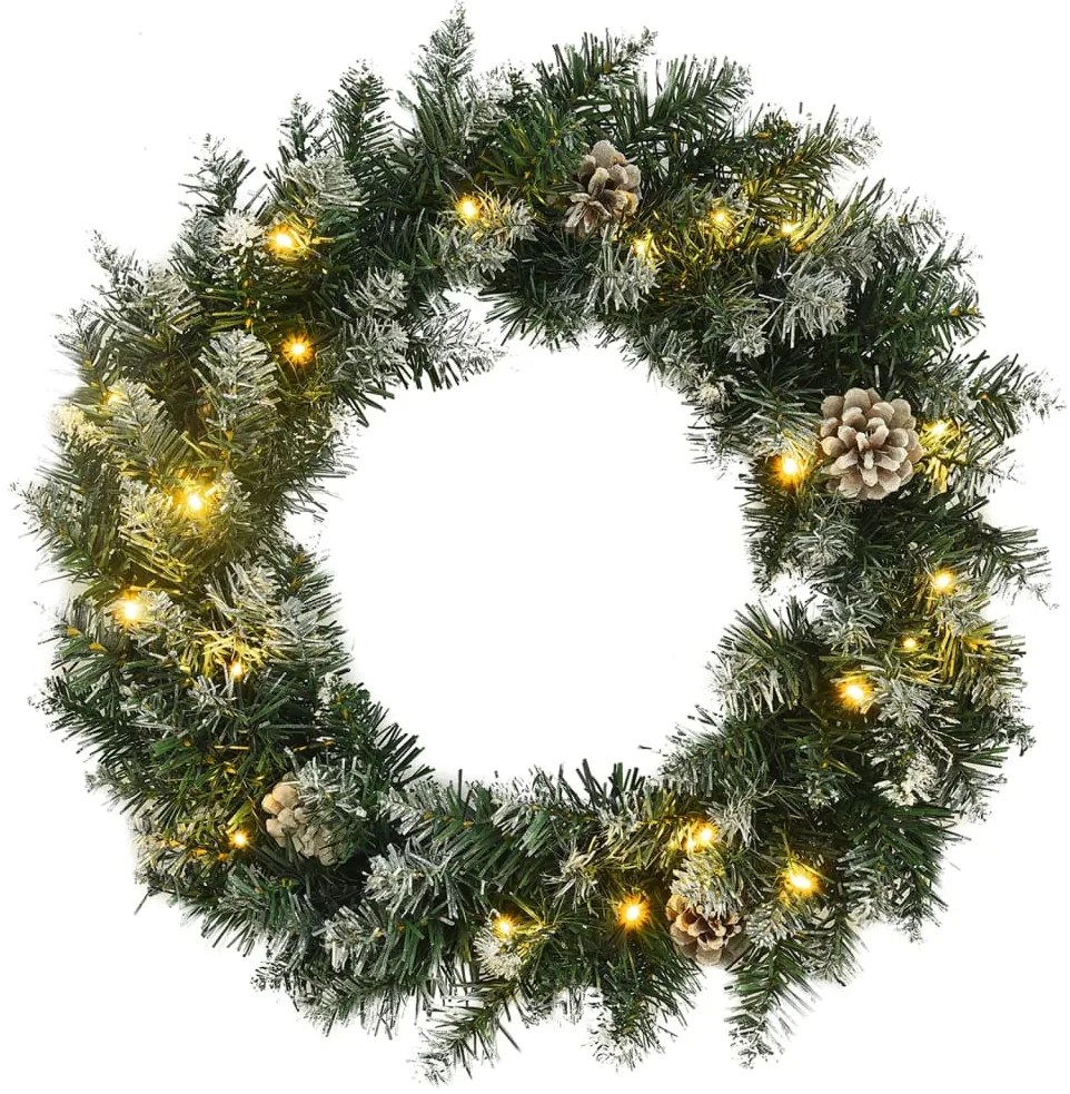 vidaXL Grinalda de Natal com luzes LED 60 cm PVC verde