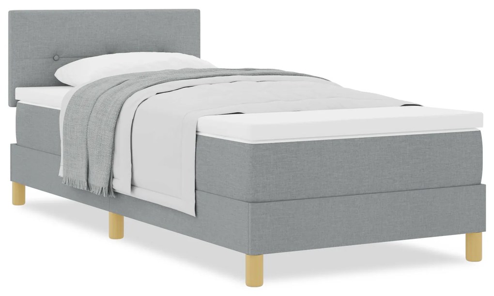 Cama Box com Estrutura de Molas com Colchão Cinza Claro 100x200 cm Tec