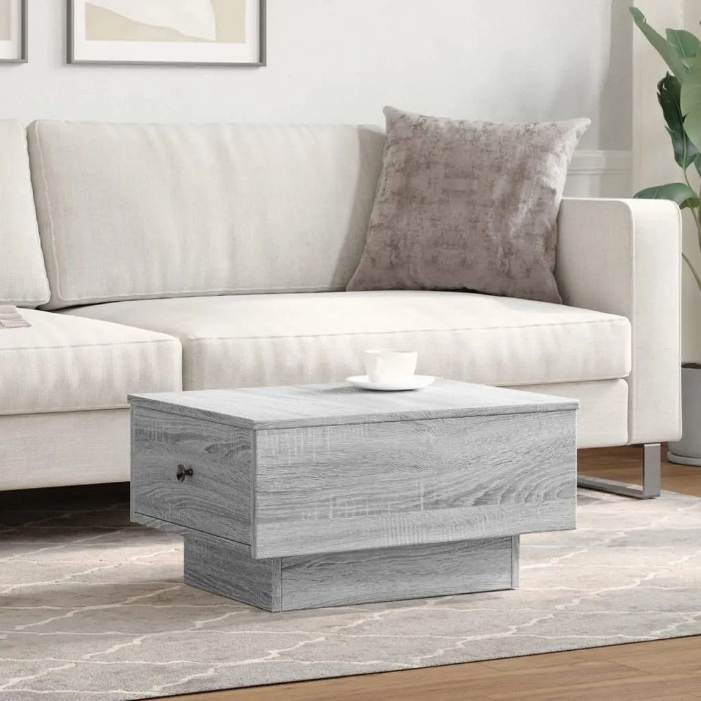 Mesa de centro 60x45x31 cm derivados de madeira cinzento sonoma