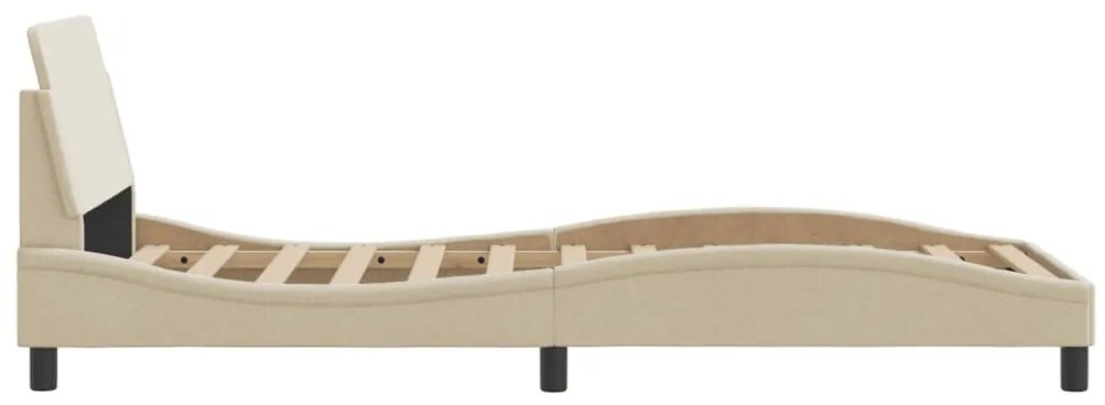 Estrutura cama c/ cabeceira sem colchão tecido 90x200 cm creme