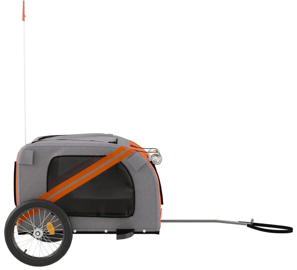 Reboque bicicleta p/ animais tecido oxford/ferro laranja/preto