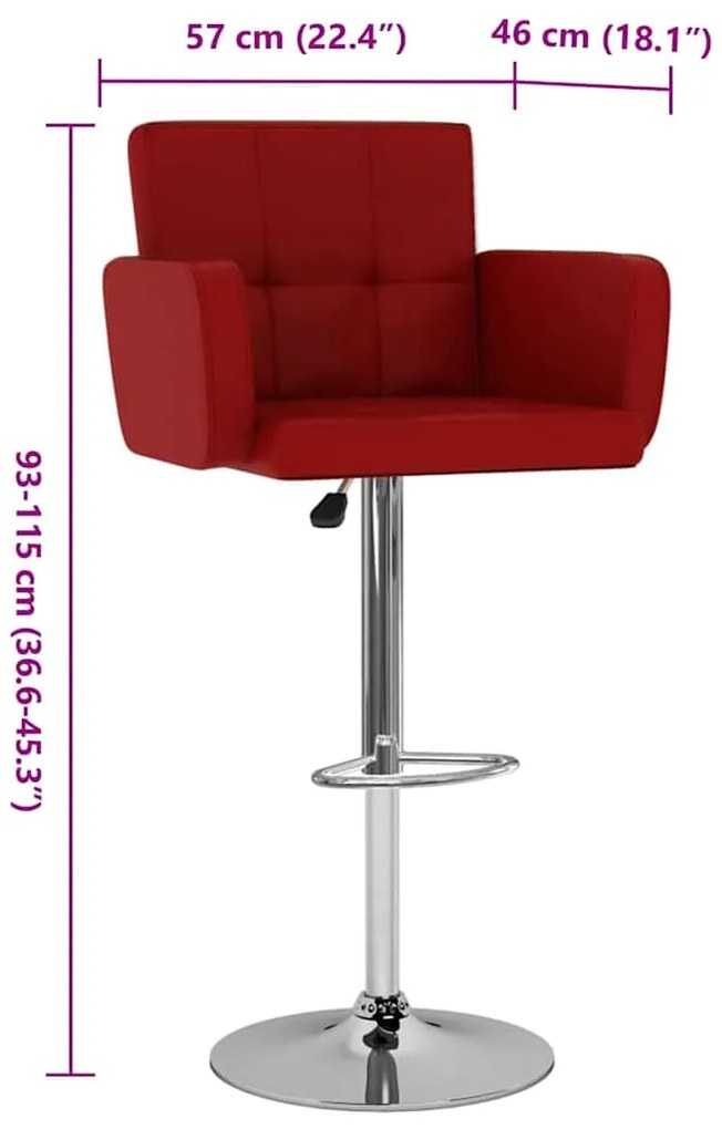 Bancos de bar 2 pcs couro artificial vermelho tinto