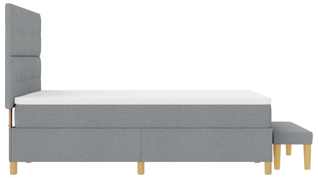 Cama Box Spring vidaXL com Colchão e Banco Cinza Claro 140x190 cm Teci