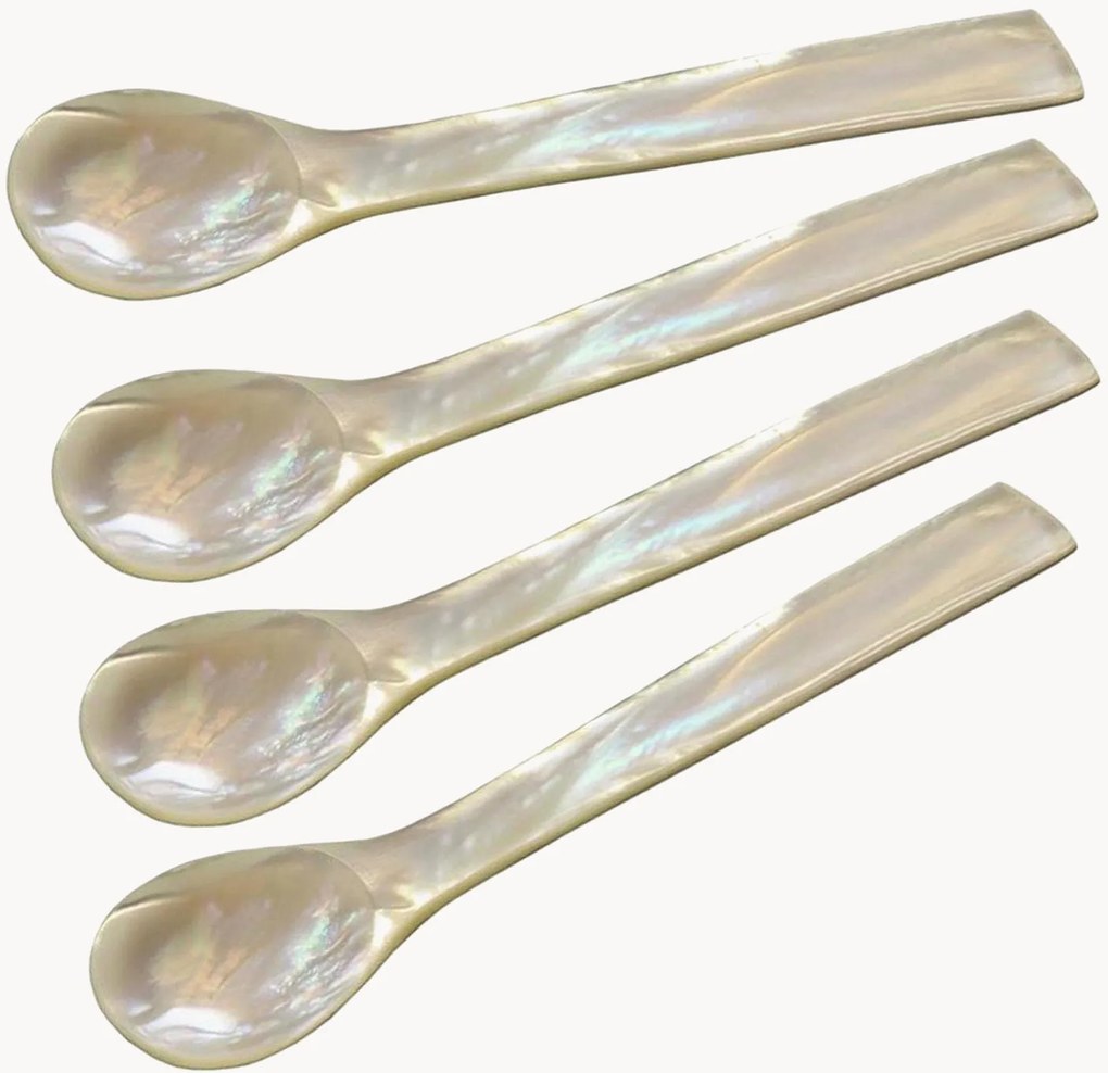 Colheres de ovo em madrepérola artesanais Round, conjunto de 4