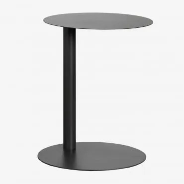 Mesa De Apoio Redonda Ø40 Cm Em Aço Yannik Cinza Granito - Sklum