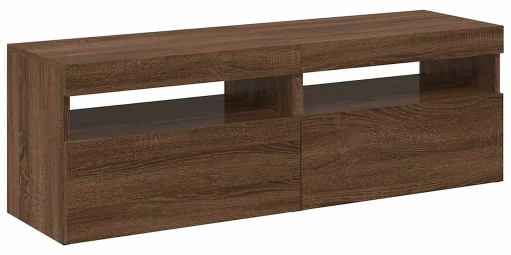 Móveis de TV 2 pcs com luzes LED 60x35x40 cm carvalho castanho