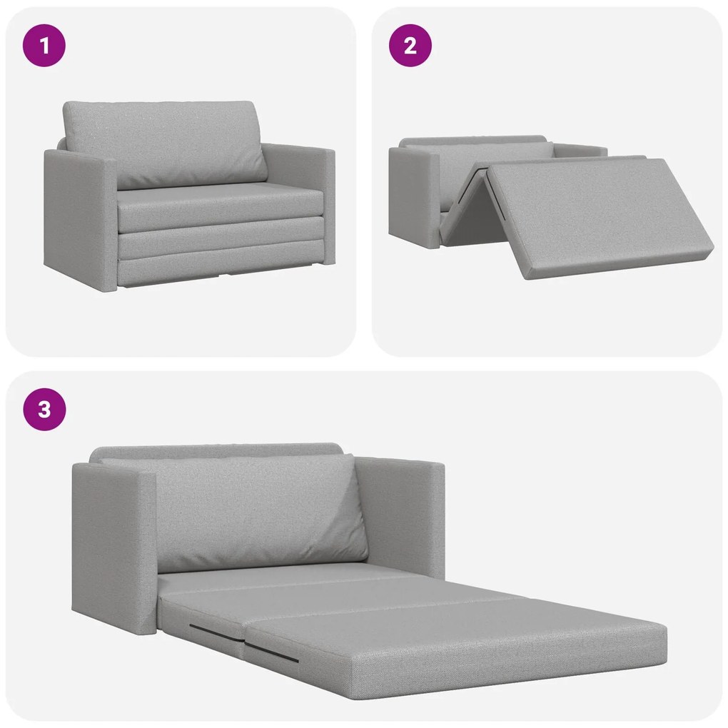 Sofá Cama de Chão 2-em-1 Cinzento-claro 124x71x78 cm Tecido