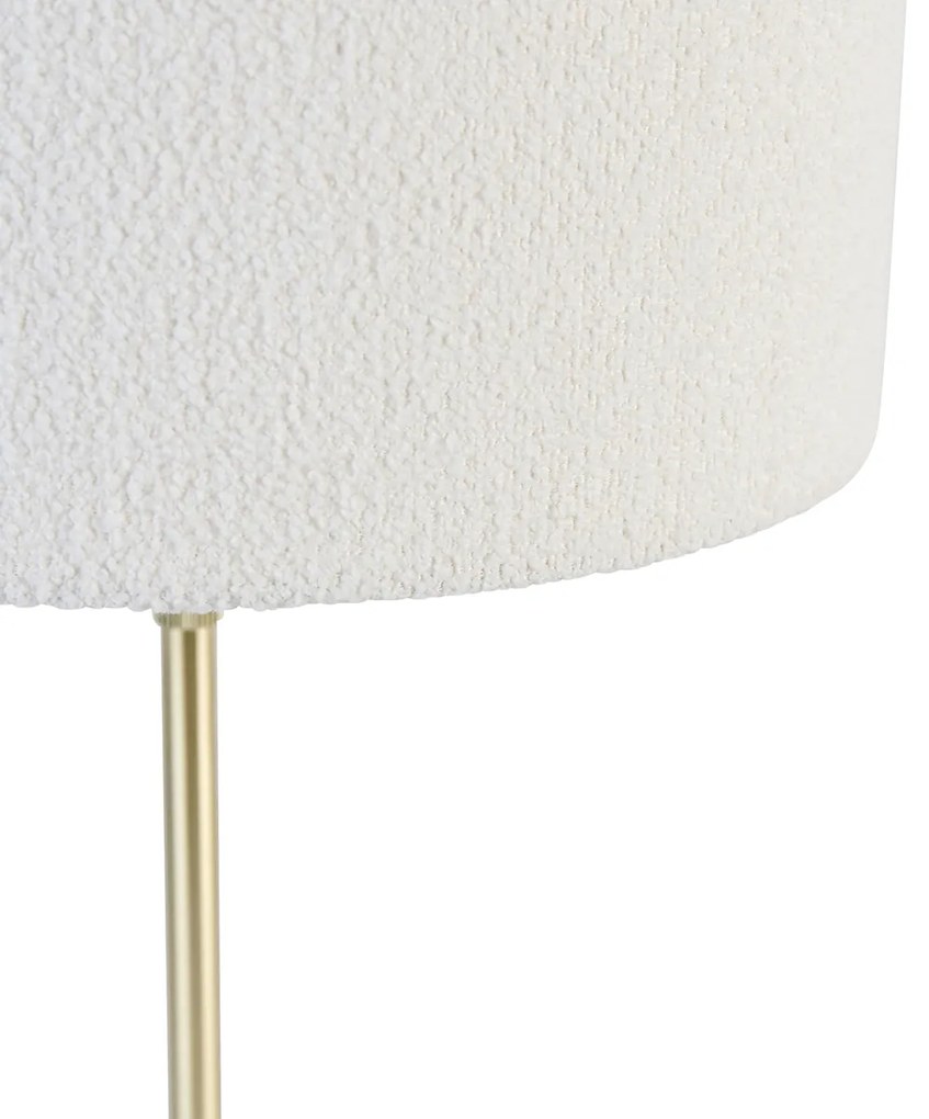 Candeeiro de mesa dourado regulável com abajur boucle branco 35 cm - Parte Design