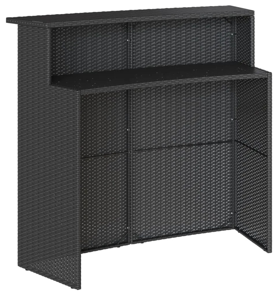 5 pcs conjunto de bar p/ jardim c/ almofadões vime PE preto